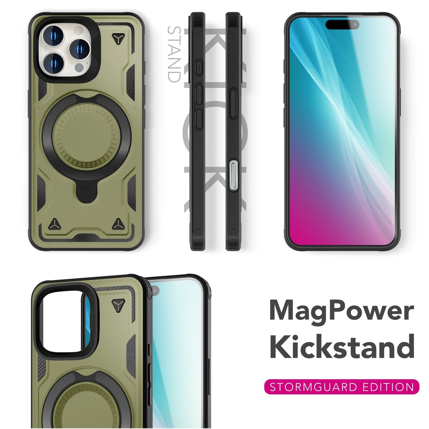 NALIA Magnetische Panzerhülle für iPhone 16 Pro Max – Ring-Halterung 360° & MagSafe kompatibel – STORMGUARD (Outdoor Case) – Marke aus Berlin