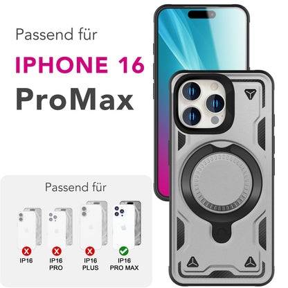 NALIA Magnetische Panzerhülle für iPhone 16 Pro Max – Ring-Halterung 360° & MagSafe kompatibel – STORMGUARD (Outdoor Case) – Marke aus Berlin