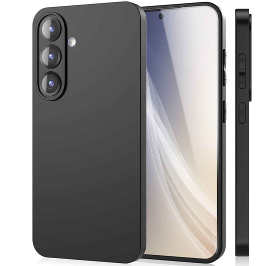 NALIA Matte Silikonhülle für Samsung Galaxy S25 – Slim, Schwarz & Rutschfest – STRIDER (Soft Case, Kameraschutz & Stoßfest) – Marke aus Berlin