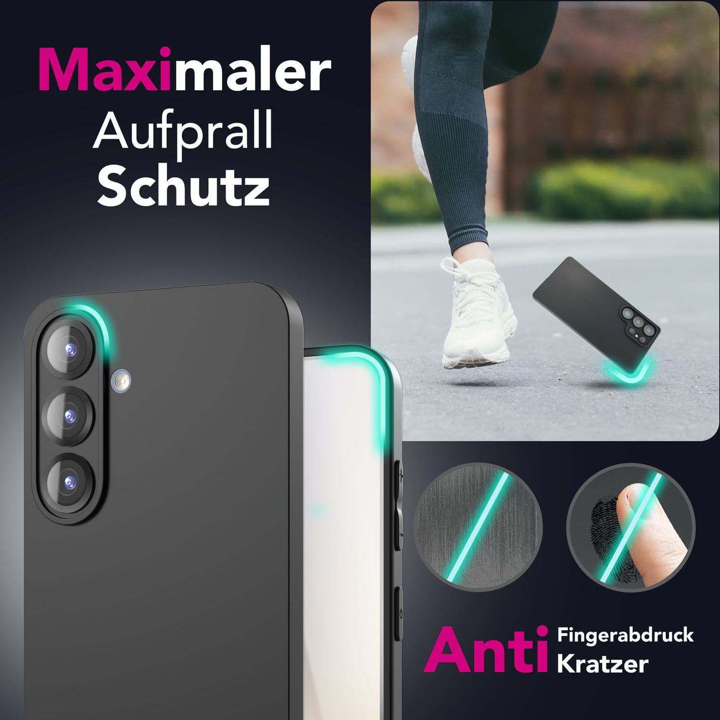 NALIA Matte Silikonhülle für Samsung Galaxy S25 – Slim, Schwarz & Rutschfest – STRIDER (Soft Case, Kameraschutz & Stoßfest) – Marke aus Berlin