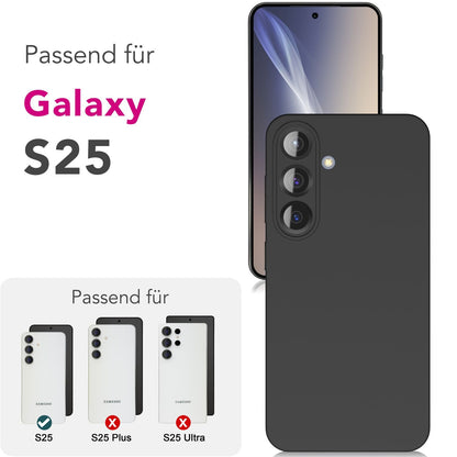 NALIA Matte Silikonhülle für Samsung Galaxy S25 – Slim, Schwarz & Rutschfest – STRIDER (Soft Case, Kameraschutz & Stoßfest) – Marke aus Berlin
