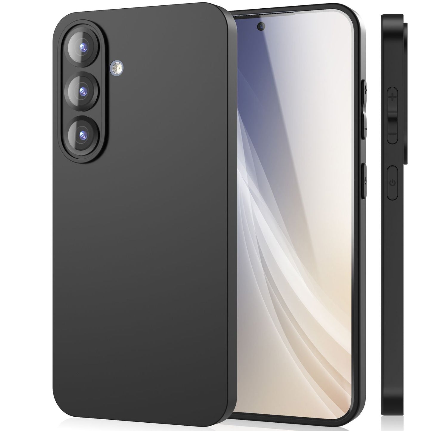 NALIA Matte Silikonhülle für Samsung Galaxy S25 Plus – Slim, Schwarz & Rutschfest – STRIDER (Soft Case, Kameraschutz & Stoßfest) – Marke aus Berlin