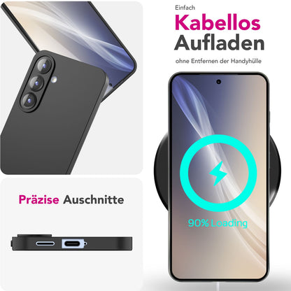 NALIA Matte Silikonhülle für Samsung Galaxy S25 Plus – Slim, Schwarz & Rutschfest – STRIDER (Soft Case, Kameraschutz & Stoßfest) – Marke aus Berlin