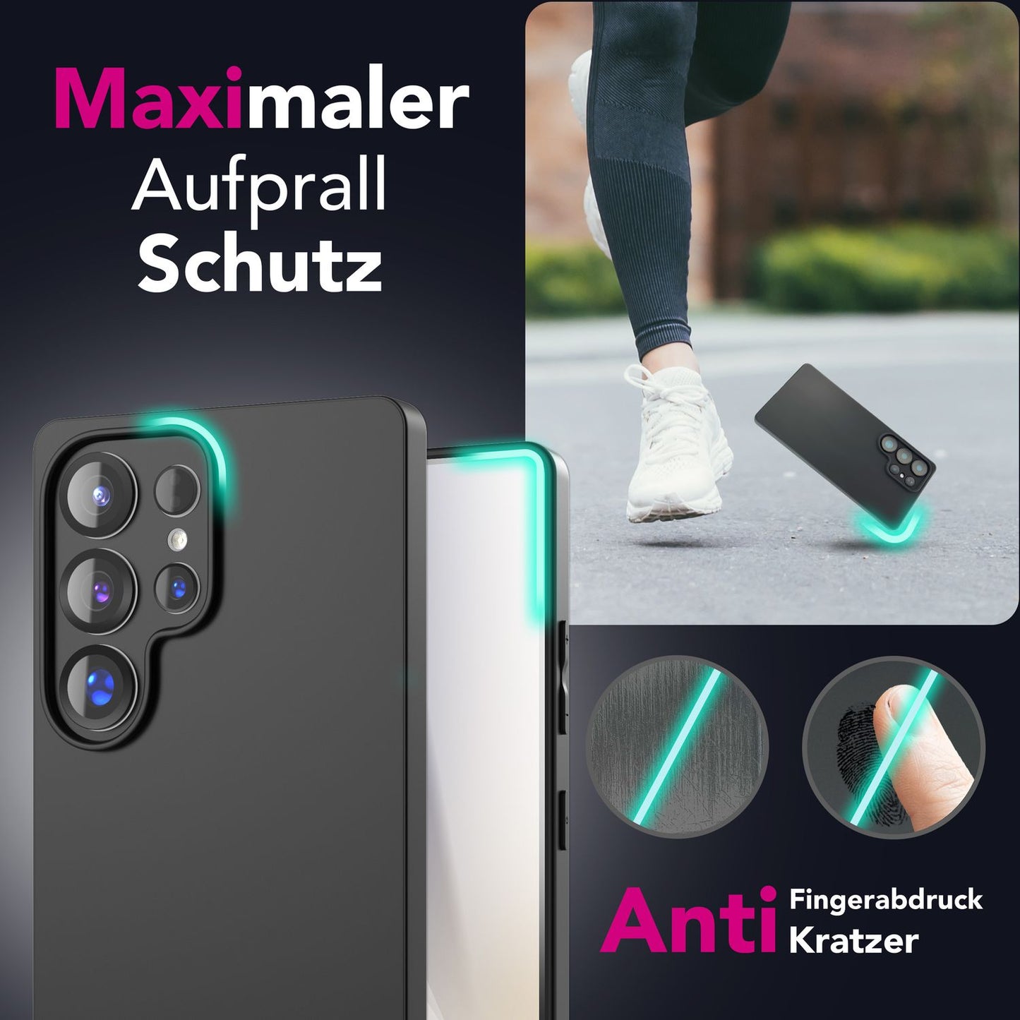 NALIA Matte Silikonhülle für Samsung Galaxy S25 Ultra – Slim, Schwarz & Rutschfest – STRIDER (Soft Case, Kameraschutz & Stoßfest) – Marke aus Berlin