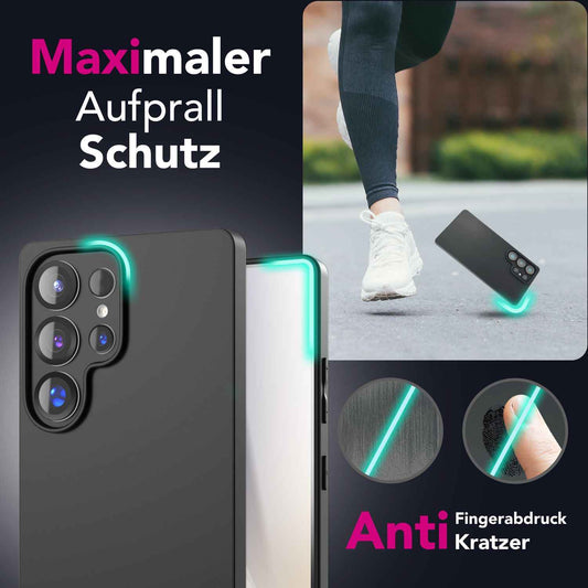NALIA Matte Silikonhülle für Samsung Galaxy S25 Ultra – Slim, Schwarz & Rutschfest – STRIDER (Soft Case, Kameraschutz & Stoßfest) – Marke aus Berlin