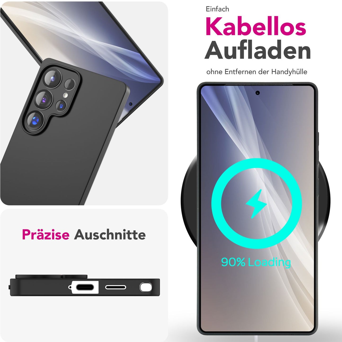 NALIA Matte Silikonhülle für Samsung Galaxy S25 Ultra – Slim, Schwarz & Rutschfest – STRIDER (Soft Case, Kameraschutz & Stoßfest) – Marke aus Berlin