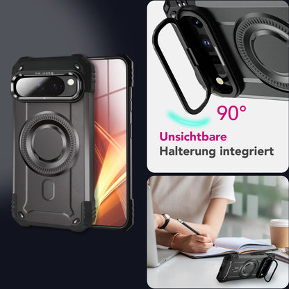 NALIA Magnetische Panzerhülle für Google Pixel 9 Pro XL – MagSafe kompatibel & Kamera-Stand – GRANITE (Outdoor Schutzhülle Stoßfest) – Marke aus Berlin