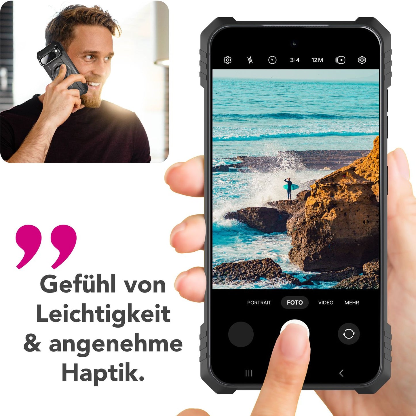 NALIA Magnetische Panzerhülle für Google Pixel 9 Pro XL – MagSafe kompatibel & Kamera-Stand – GRANITE (Outdoor Schutzhülle Stoßfest) – Marke aus Berlin