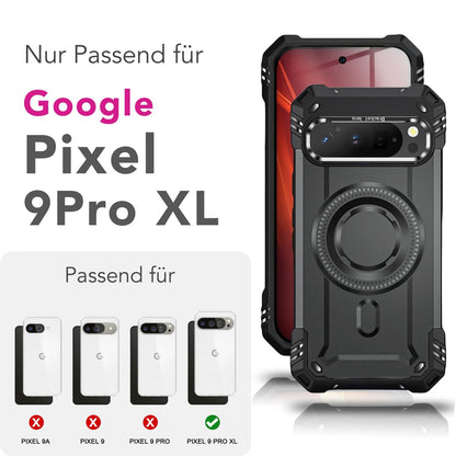 NALIA Magnetische Panzerhülle für Google Pixel 9 Pro XL – MagSafe kompatibel & Kamera-Stand – GRANITE (Outdoor Schutzhülle Stoßfest) – Marke aus Berlin