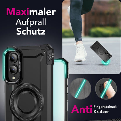 NALIA Magnetische Panzerhülle für Samsung Galaxy S25 Edge – MagSafe kompatibel & Kamera-Stand – GRANITE (Outdoor Schutzhülle Stoßfest) – Marke aus Berlin