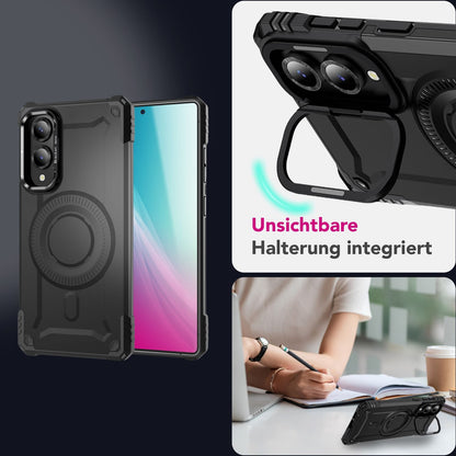 NALIA Magnetische Panzerhülle für Samsung Galaxy S25 Edge – MagSafe kompatibel & Kamera-Stand – GRANITE (Outdoor Schutzhülle Stoßfest) – Marke aus Berlin