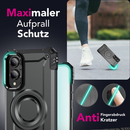 NALIA Magnetische Panzerhülle für Samsung Galaxy S25 Edge – MagSafe kompatibel & Kamera-Stand – GRANITE (Outdoor Schutzhülle Stoßfest) – Marke aus Berlin