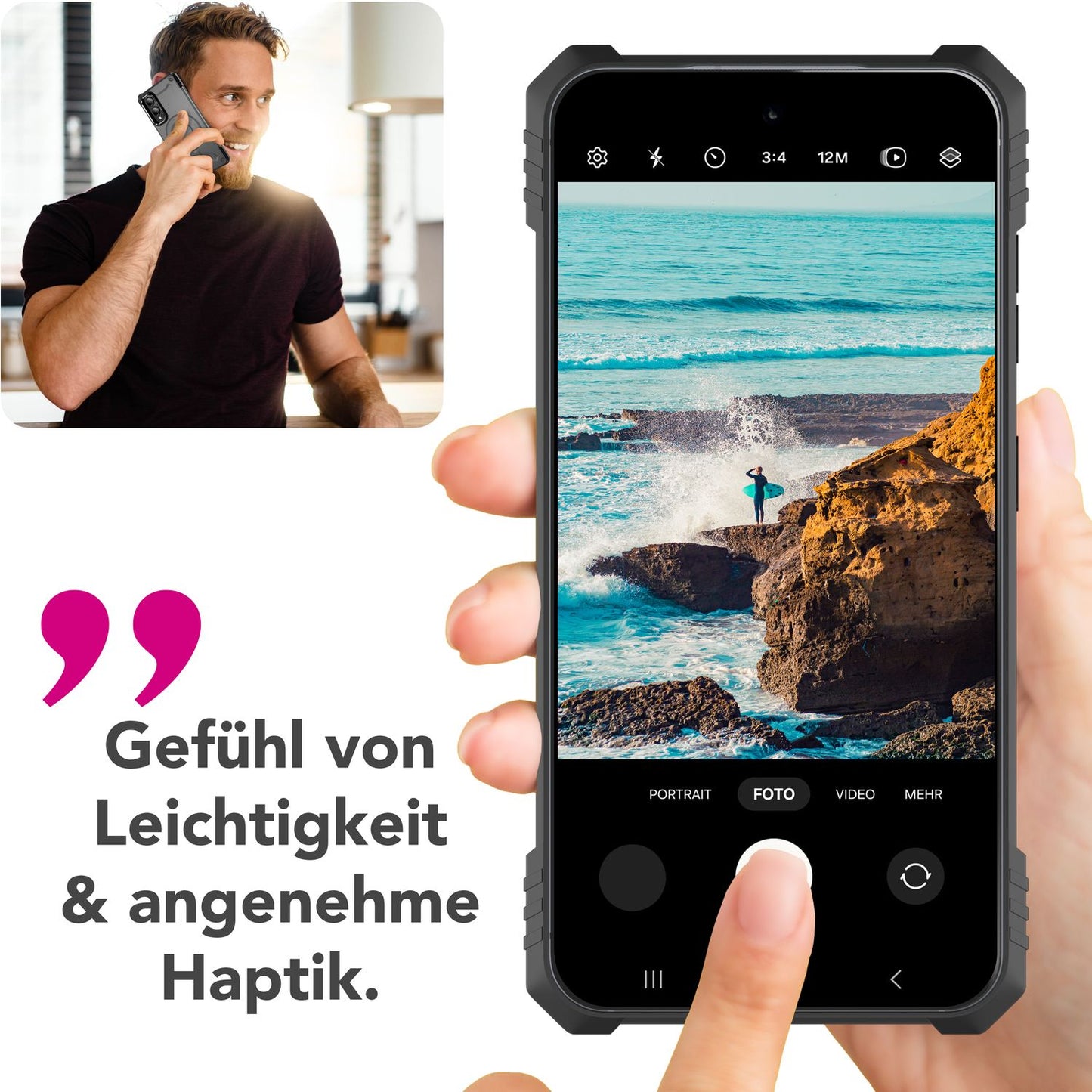 NALIA Magnetische Panzerhülle für Samsung Galaxy S25 Edge – MagSafe kompatibel & Kamera-Stand – GRANITE (Outdoor Schutzhülle Stoßfest) – Marke aus Berlin