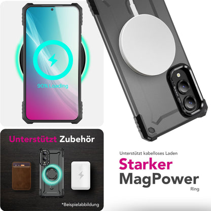 NALIA Magnetische Panzerhülle für Samsung Galaxy S25 Edge – MagSafe kompatibel & Kamera-Stand – GRANITE (Outdoor Schutzhülle Stoßfest) – Marke aus Berlin