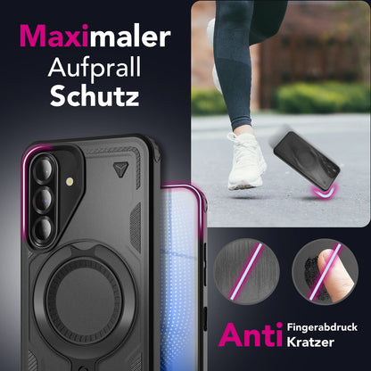 NALIA Magnetische Panzerhülle für Samsung Galaxy A26 – Ring-Halterung 360° & MagSafe kompatibel – STORMGUARD (Outdoor Case) – Marke aus Berlin