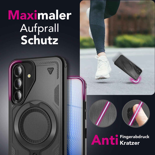NALIA Magnetische Panzerhülle für Samsung Galaxy A26 – Ring-Halterung 360° & MagSafe kompatibel – STORMGUARD (Outdoor Case) – Marke aus Berlin