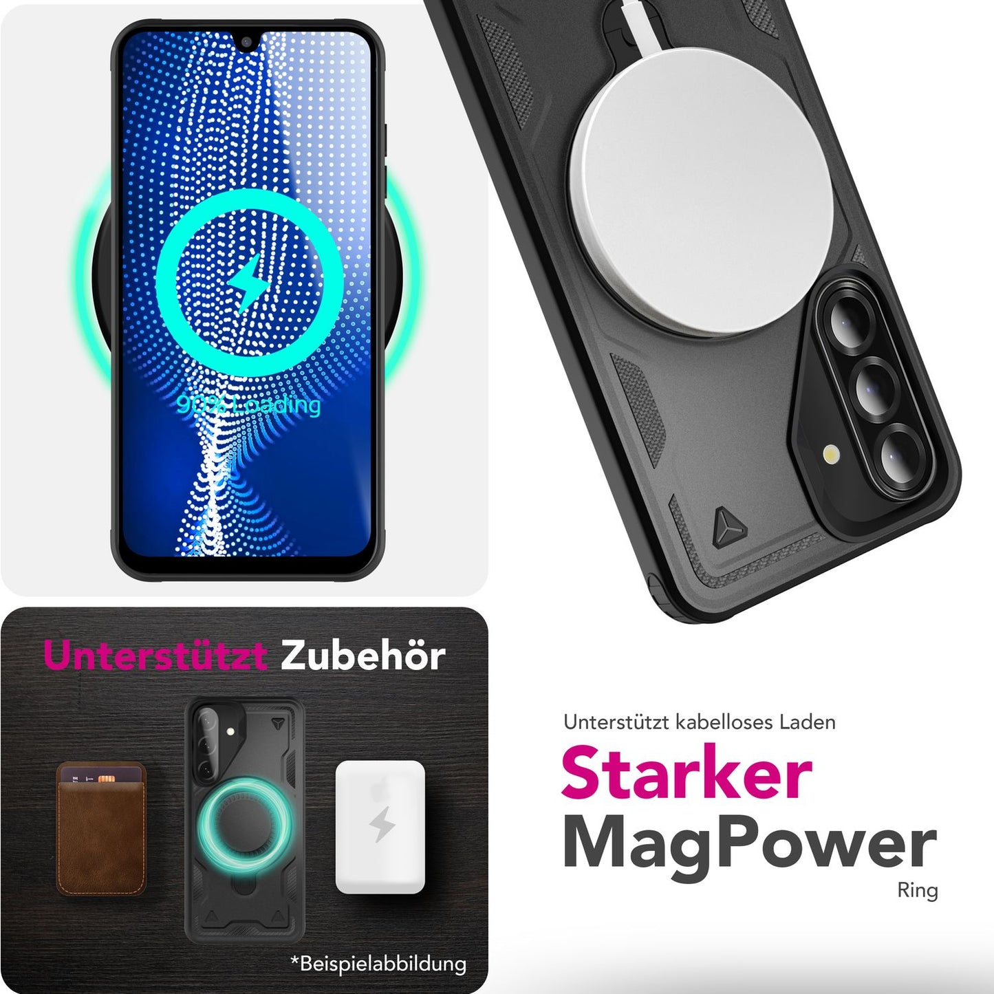 NALIA Magnetische Panzerhülle für Samsung Galaxy A26 – Ring-Halterung 360° & MagSafe kompatibel – STORMGUARD (Outdoor Case) – Marke aus Berlin