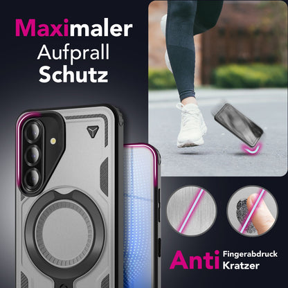 NALIA Magnetische Panzerhülle für Samsung Galaxy A26 – Ring-Halterung 360° & MagSafe kompatibel – STORMGUARD (Outdoor Case) – Marke aus Berlin