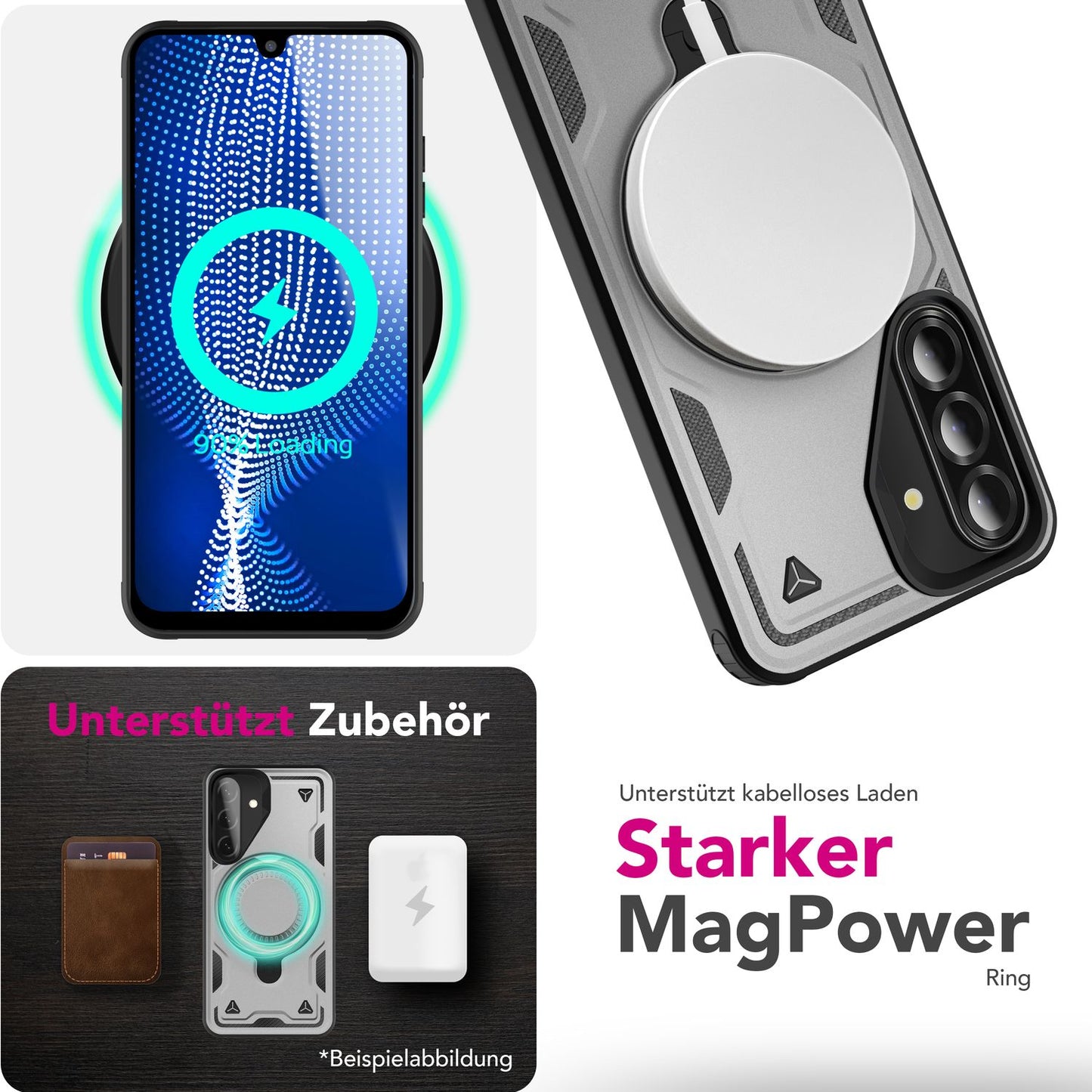 NALIA Magnetische Panzerhülle für Samsung Galaxy A26 – Ring-Halterung 360° & MagSafe kompatibel – STORMGUARD (Outdoor Case) – Marke aus Berlin