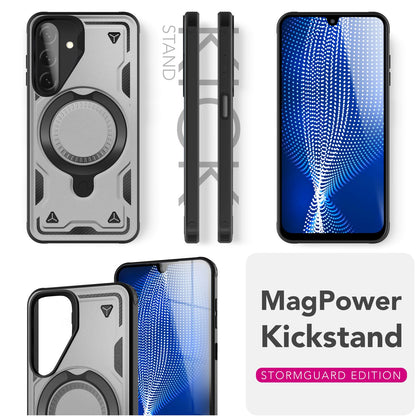 NALIA Magnetische Panzerhülle für Samsung Galaxy A26 – Ring-Halterung 360° & MagSafe kompatibel – STORMGUARD (Outdoor Case) – Marke aus Berlin