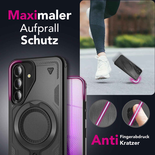 NALIA Magnetische Panzerhülle für Samsung Galaxy A36 – Ring-Halterung 360° & MagSafe kompatibel – STORMGUARD (Outdoor Case) – Marke aus Berlin