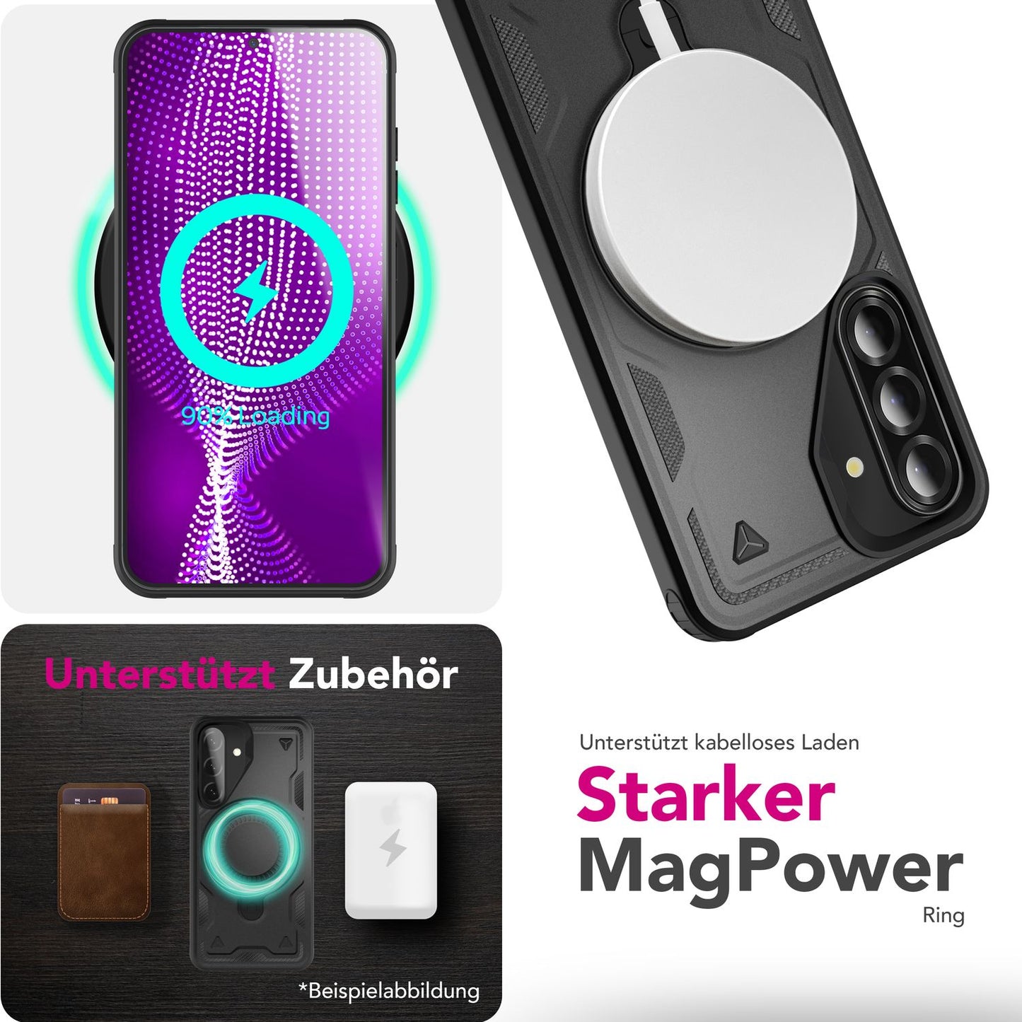 NALIA Magnetische Panzerhülle für Samsung Galaxy A36 – Ring-Halterung 360° & MagSafe kompatibel – STORMGUARD (Outdoor Case) – Marke aus Berlin