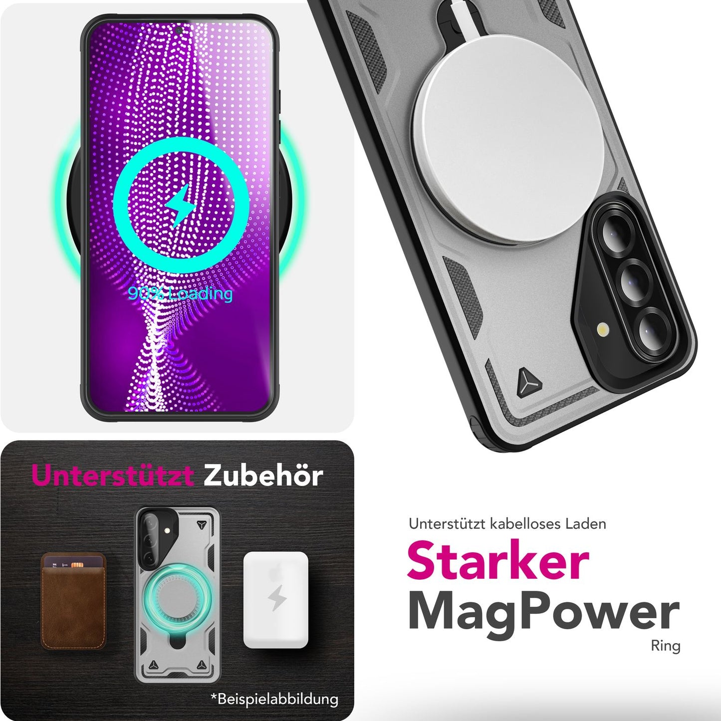 NALIA Magnetische Panzerhülle für Samsung Galaxy A36 – Ring-Halterung 360° & MagSafe kompatibel – STORMGUARD (Outdoor Case) – Marke aus Berlin