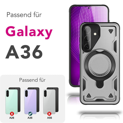 NALIA Magnetische Panzerhülle für Samsung Galaxy A36 – Ring-Halterung 360° & MagSafe kompatibel – STORMGUARD (Outdoor Case) – Marke aus Berlin