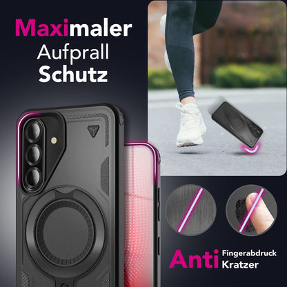 NALIA Magnetische Panzerhülle für Samsung Galaxy A56 – Ring-Halterung 360° & MagSafe kompatibel – STORMGUARD (Outdoor Case) – Marke aus Berlin