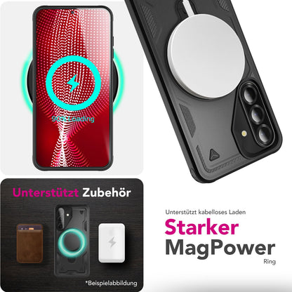 NALIA Magnetische Panzerhülle für Samsung Galaxy A56 – Ring-Halterung 360° & MagSafe kompatibel – STORMGUARD (Outdoor Case) – Marke aus Berlin