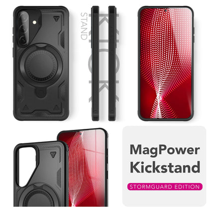 NALIA Magnetische Panzerhülle für Samsung Galaxy A56 – Ring-Halterung 360° & MagSafe kompatibel – STORMGUARD (Outdoor Case) – Marke aus Berlin
