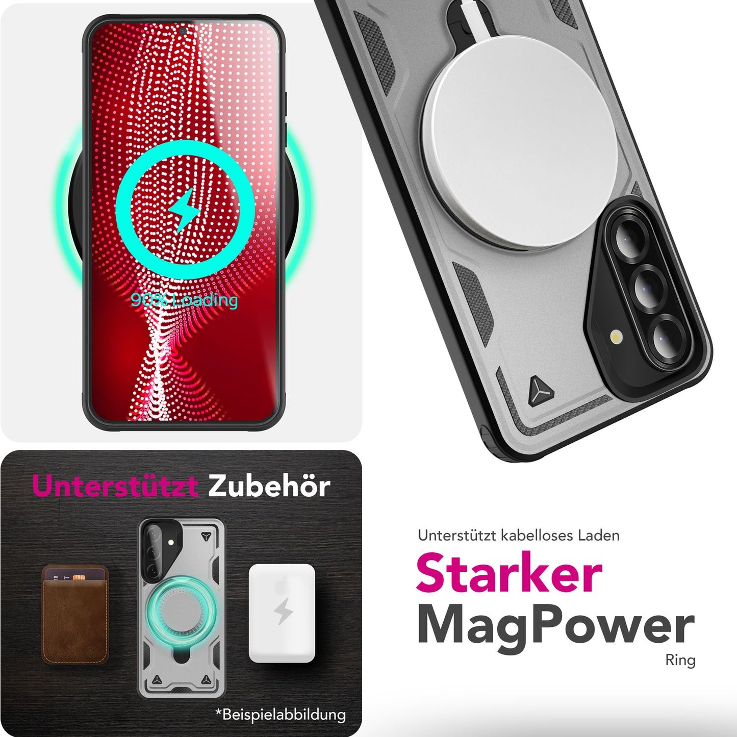 NALIA Magnetische Panzerhülle für Samsung Galaxy A56 – Ring-Halterung 360° & MagSafe kompatibel – STORMGUARD (Outdoor Case) – Marke aus Berlin