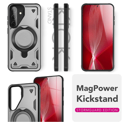 NALIA Magnetische Panzerhülle für Samsung Galaxy A56 – Ring-Halterung 360° & MagSafe kompatibel – STORMGUARD (Outdoor Case) – Marke aus Berlin