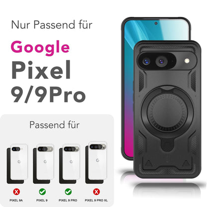 NALIA Magnetische Panzerhülle für Google Pixel 9 – Ring-Halterung 360° & MagSafe kompatibel – STORMGUARD (Outdoor Case) – Marke aus Berlin
