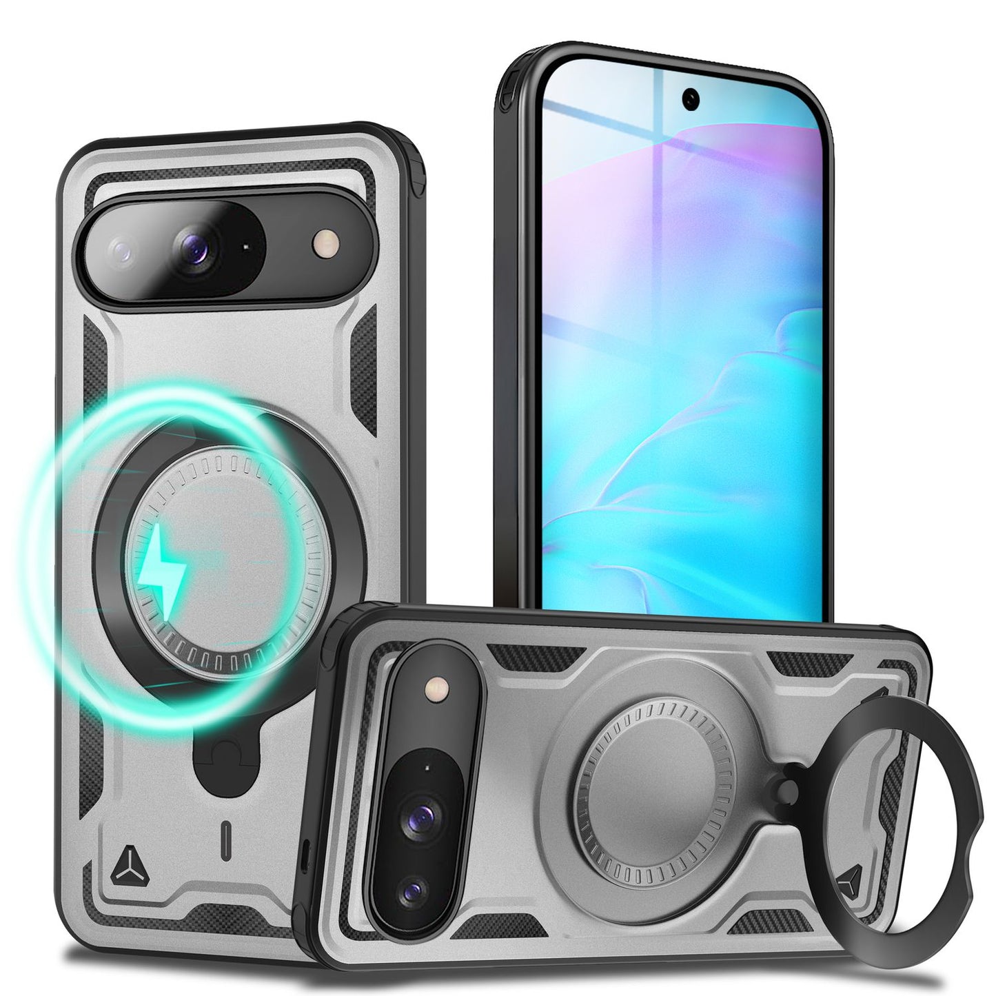 NALIA Magnetische Panzerhülle für Google Pixel 9 – Ring-Halterung 360° & MagSafe kompatibel – STORMGUARD (Outdoor Case) – Marke aus Berlin