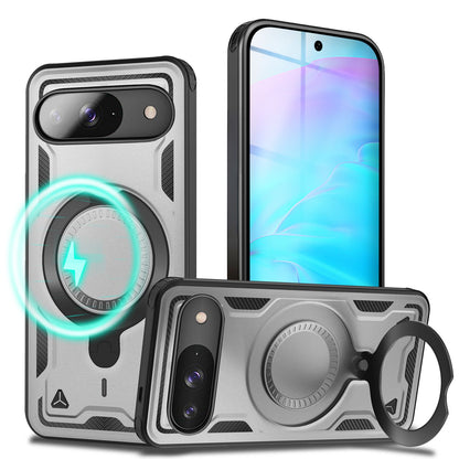 NALIA Magnetische Panzerhülle für Google Pixel 9 – Ring-Halterung 360° & MagSafe kompatibel – STORMGUARD (Outdoor Case) – Marke aus Berlin