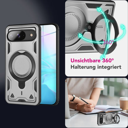 NALIA Magnetische Panzerhülle für Google Pixel 9 – Ring-Halterung 360° & MagSafe kompatibel – STORMGUARD (Outdoor Case) – Marke aus Berlin