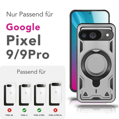 NALIA Magnetische Panzerhülle für Google Pixel 9 – Ring-Halterung 360° & MagSafe kompatibel – STORMGUARD (Outdoor Case) – Marke aus Berlin