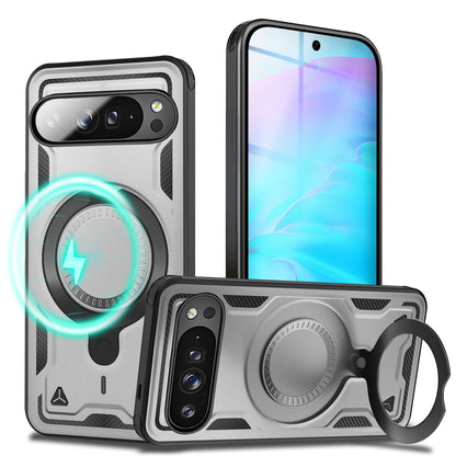 NALIA Magnetische Panzerhülle für Google Pixel 9 Pro XL – Ring-Halterung 360° & MagSafe kompatibel – STORMGUARD (Outdoor Case) – Marke aus Berlin