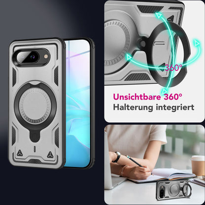 NALIA Magnetische Panzerhülle für Google Pixel 9a – Ring-Halterung 360° & MagSafe kompatibel – STORMGUARD (Outdoor Case) – Marke aus Berlin