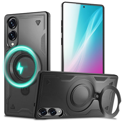 NALIA Magnetische Panzerhülle für Samsung Galaxy S25 Edge – Ring-Halterung 360° & MagSafe kompatibel – STORMGUARD (Outdoor Case) – Marke aus Berlin