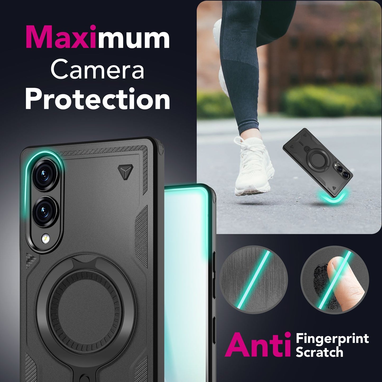 NALIA Magnetische Panzerhülle für Samsung Galaxy S25 Edge – Ring-Halterung 360° & MagSafe kompatibel – STORMGUARD (Outdoor Case) – Marke aus Berlin