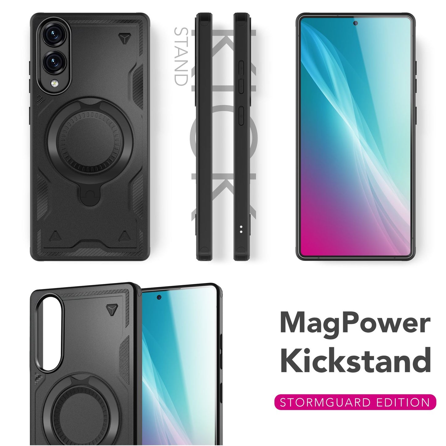 NALIA Magnetische Panzerhülle für Samsung Galaxy S25 Edge – Ring-Halterung 360° & MagSafe kompatibel – STORMGUARD (Outdoor Case) – Marke aus Berlin