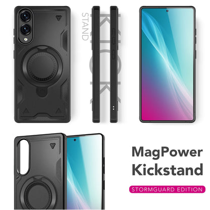 NALIA Magnetische Panzerhülle für Samsung Galaxy S25 Edge – Ring-Halterung 360° & MagSafe kompatibel – STORMGUARD (Outdoor Case) – Marke aus Berlin