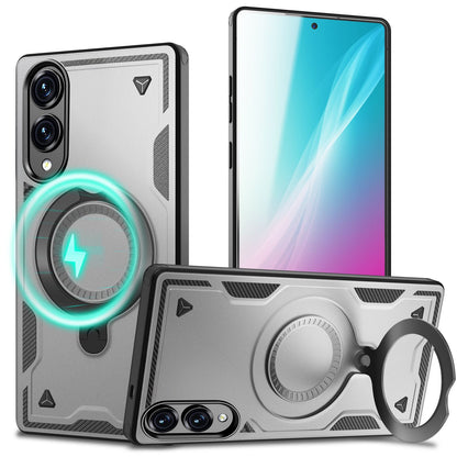 NALIA Magnetische Panzerhülle für Samsung Galaxy S25 Edge – Ring-Halterung 360° & MagSafe kompatibel – STORMGUARD (Outdoor Case) – Marke aus Berlin