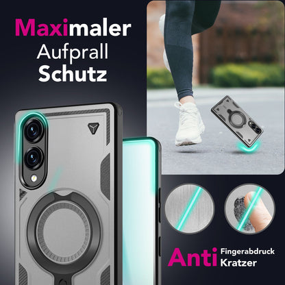 NALIA Magnetische Panzerhülle für Samsung Galaxy S25 Edge – Ring-Halterung 360° & MagSafe kompatibel – STORMGUARD (Outdoor Case) – Marke aus Berlin