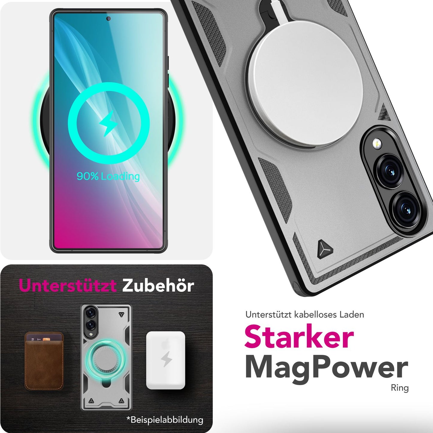 NALIA Magnetische Panzerhülle für Samsung Galaxy S25 Edge – Ring-Halterung 360° & MagSafe kompatibel – STORMGUARD (Outdoor Case) – Marke aus Berlin