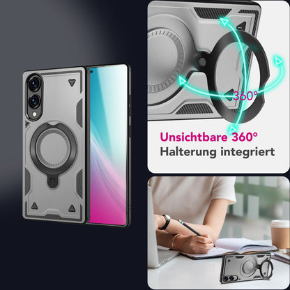 NALIA Magnetische Panzerhülle für Samsung Galaxy S25 Edge – Ring-Halterung 360° & MagSafe kompatibel – STORMGUARD (Outdoor Case) – Marke aus Berlin