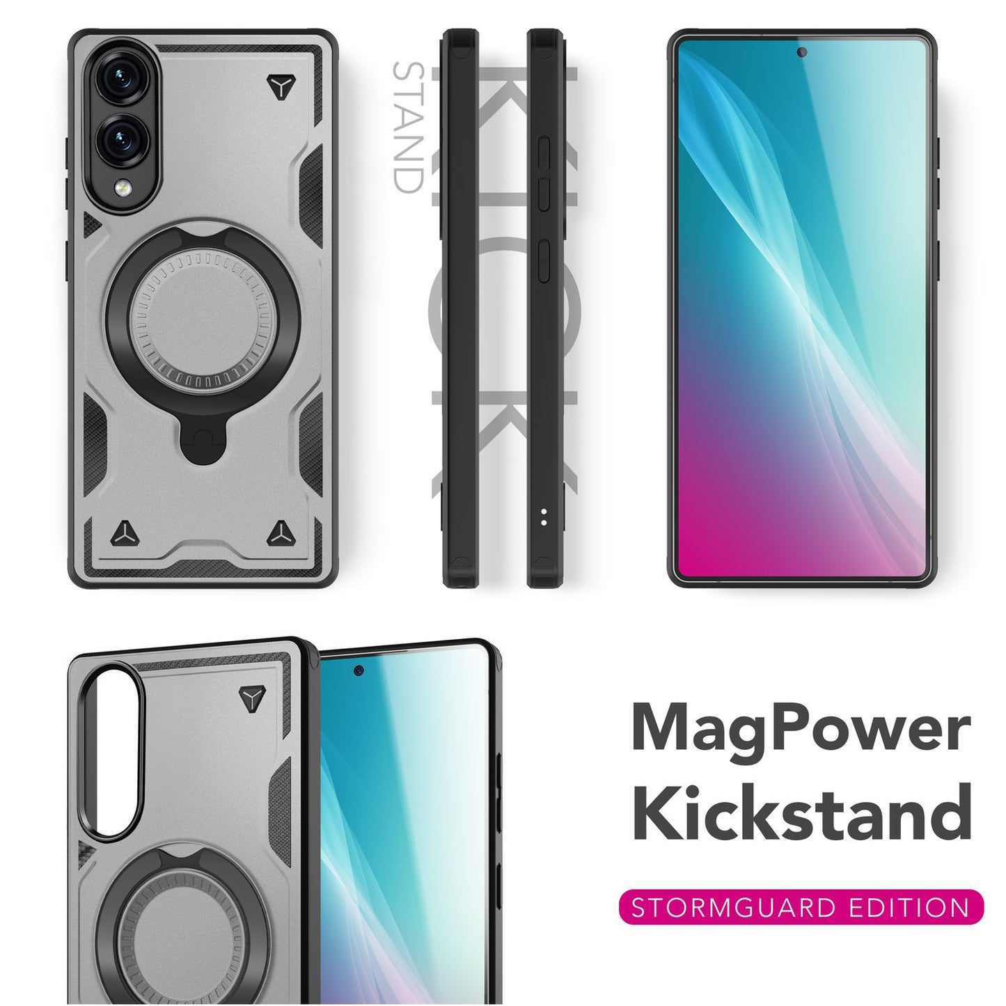 NALIA Magnetische Panzerhülle für Samsung Galaxy S25 Edge – Ring-Halterung 360° & MagSafe kompatibel – STORMGUARD (Outdoor Case) – Marke aus Berlin