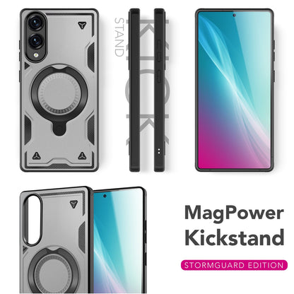 NALIA Magnetische Panzerhülle für Samsung Galaxy S25 Edge – Ring-Halterung 360° & MagSafe kompatibel – STORMGUARD (Outdoor Case) – Marke aus Berlin